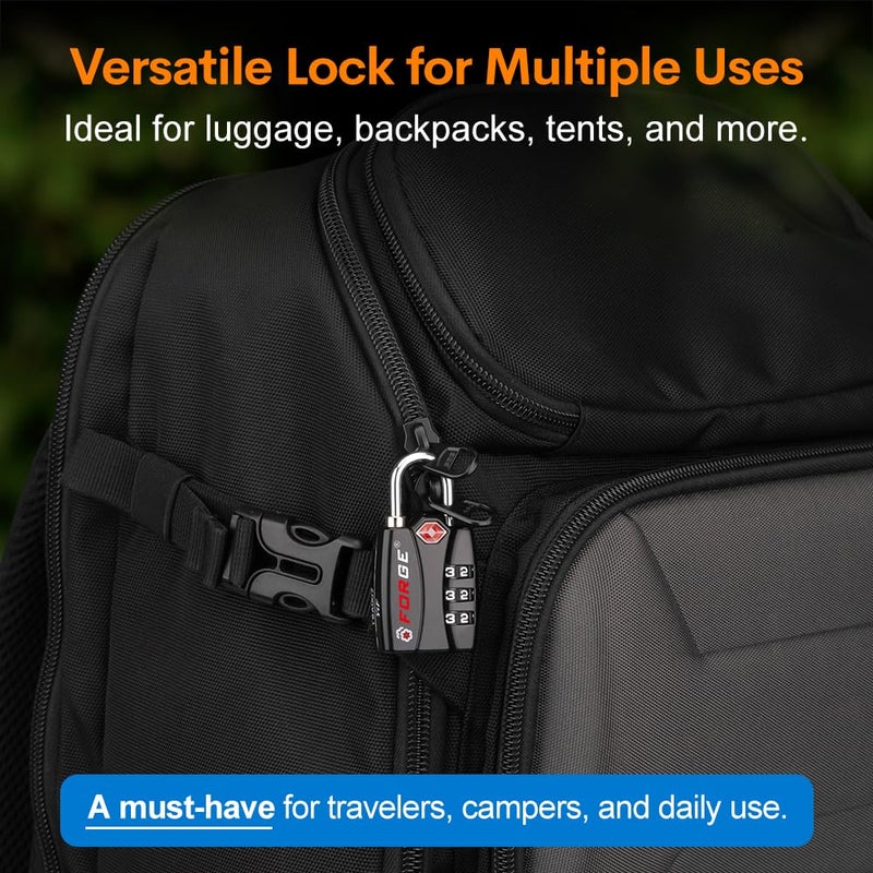 Forge TSA Approved Luggage Locks - Black 2 PK - Image 5